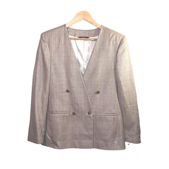 Burberrys Norton Ditto Plaid Beige 4 Button Blazer With Pockets Size Medium - Picture 1 of 12